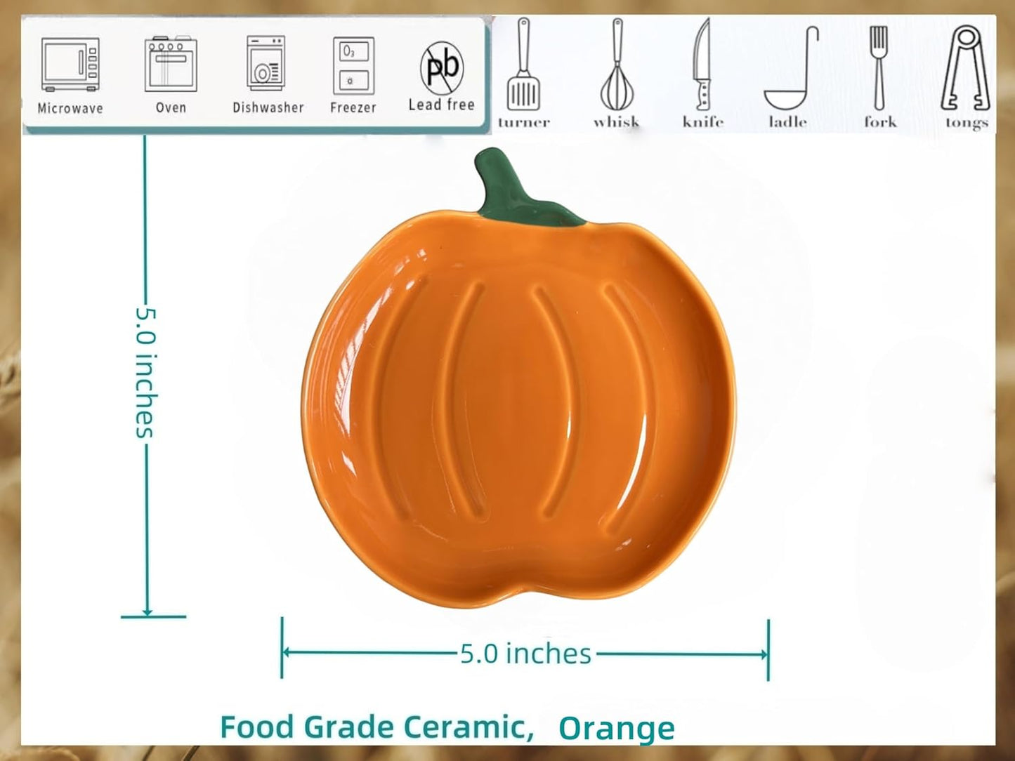 Ceramic Spoon Rest for Stove Top, Halloween Pumpkin Cute Spoon Rest for Kitchen Counter, Cooking Spoon Holder for Kitchen Counter, Utensil Rest Spatula Rest Ladle Holder Tong Rest (Orange)