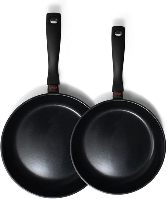 Alva Energy 8" & 11" Ceramic Nonstick Frying Pan Set – PFAS/PTFE-Free – Induction, Gas & Electric Compatible – Lightweight with Stay-Cool Handles – Even Heating, Dishwasher Safe