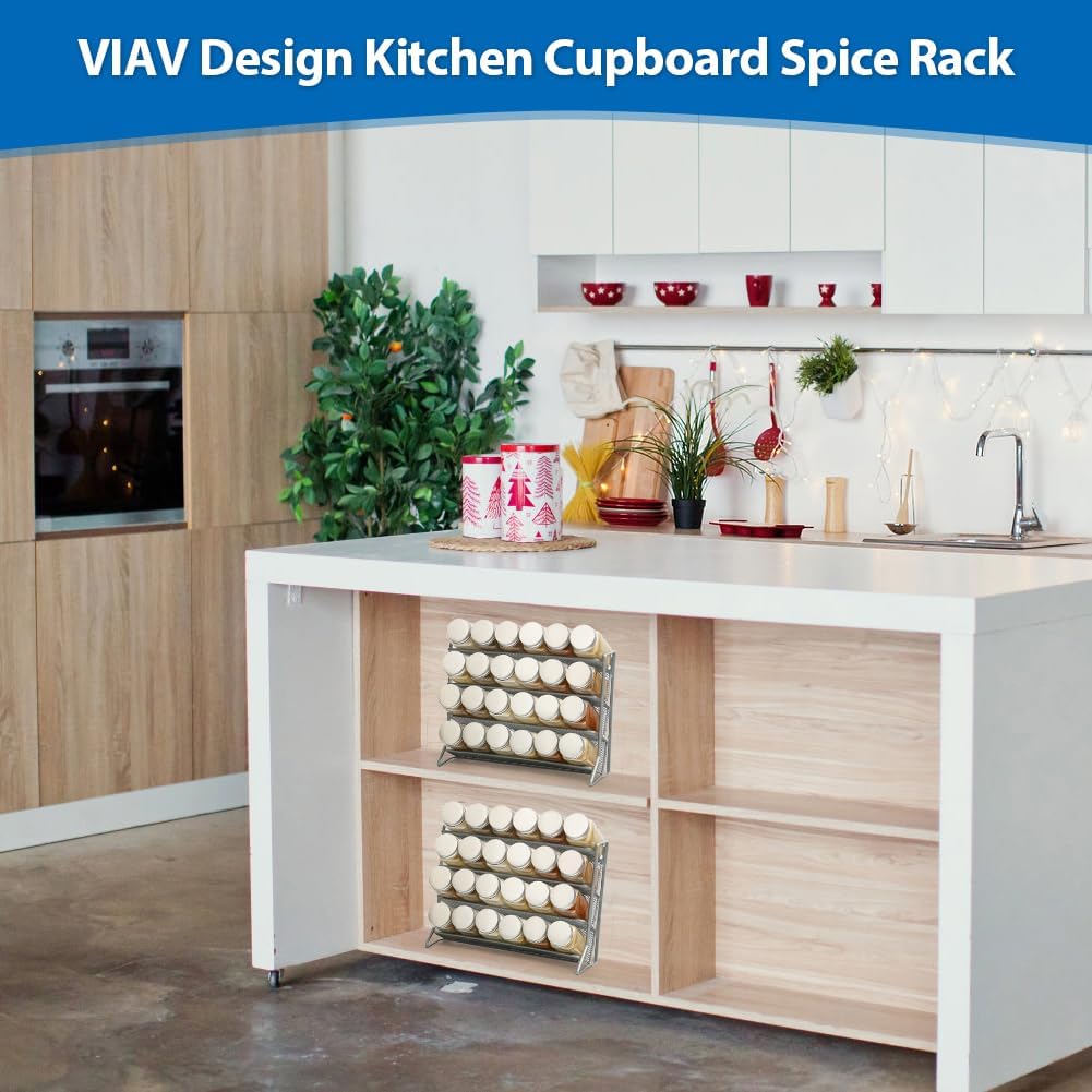 1PCS 4Tier Spice Rack for Counter Free Standing,Spice Rack for Inside Cupboard Hanging Wall Mounted Spice Seasoning Organiser Spice Jars Bottle Organizer for Kitchen Pantry（Silver）