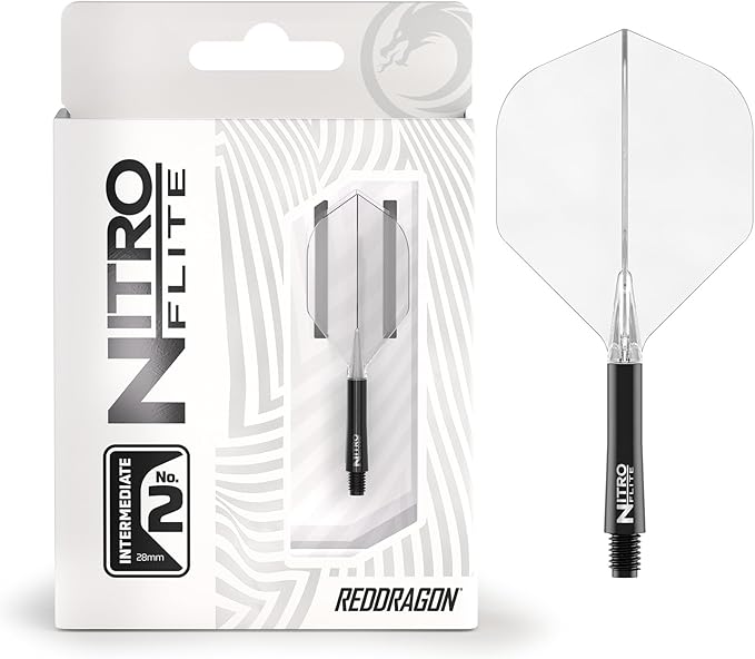 RED DRAGON Darts – Nitro Flite Integrated Flight & Shaft System – No.2 Shape and Design - Available in Short, Intermediate & Medium - Available in Variety of Colours - Professional Darts Accessories