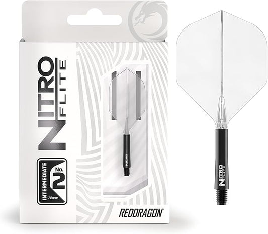 RED DRAGON Darts – Nitro Flite Integrated Flight & Shaft System – No.2 Shape and Design - Available in Short, Intermediate & Medium - Available in Variety of Colours - Professional Darts Accessories