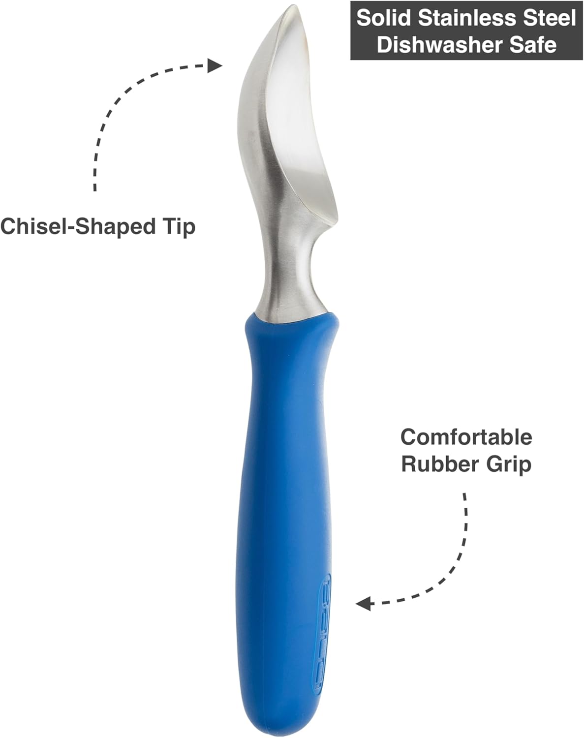 Balci Ice Cream Scoop - Heavy Duty Stainless Steel Icecream Scooper With Non-Slip Rubber Grip - Professional Metal Ice-Cream Spade - Dishwasher Safe – Blue