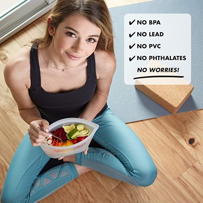 Zip Top Reusable Food Storage Bags | 3 Bag Set [Teal/Peach/Lavender] - 2 Sandwich, 1 Snack | Silicone Meal Prep Container | Microwave, Dishwasher and Freezer Safe | Made in the USA