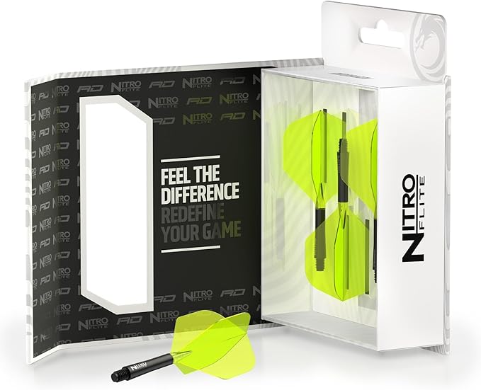 RED DRAGON Darts – Nitro Flite Integrated Flight & Shaft System – No.2 Shape and Design - Available in Short, Intermediate & Medium - Available in Variety of Colours - Professional Darts Accessories