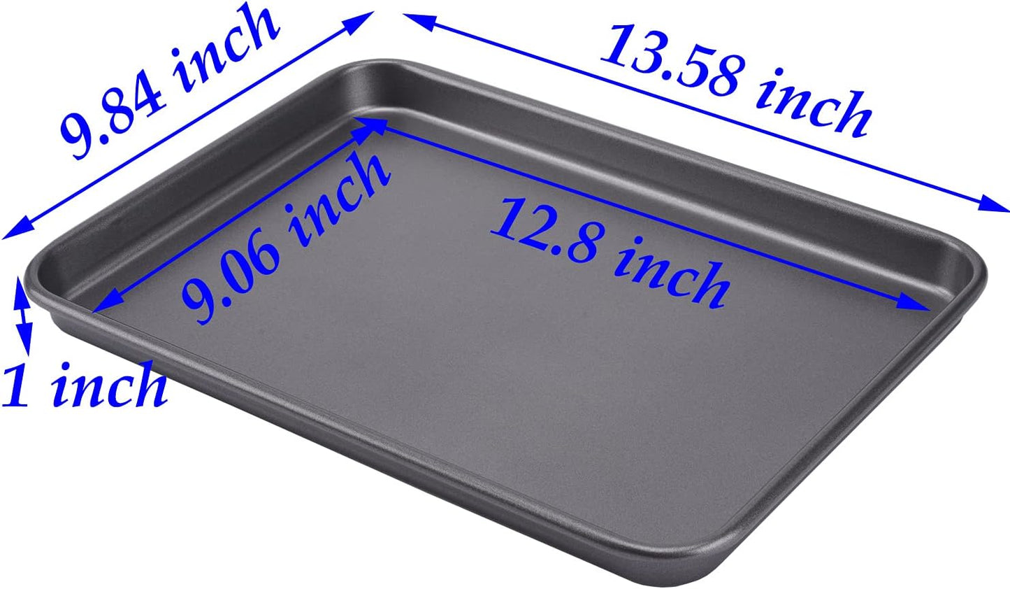 Thicken 1/4 Quarter Cookie Baking Sheet Pan 13.58 x 9.84Inch (Inner 12.8x9.06) Non-Stick Carbon Steel Bakeware 2 Pack