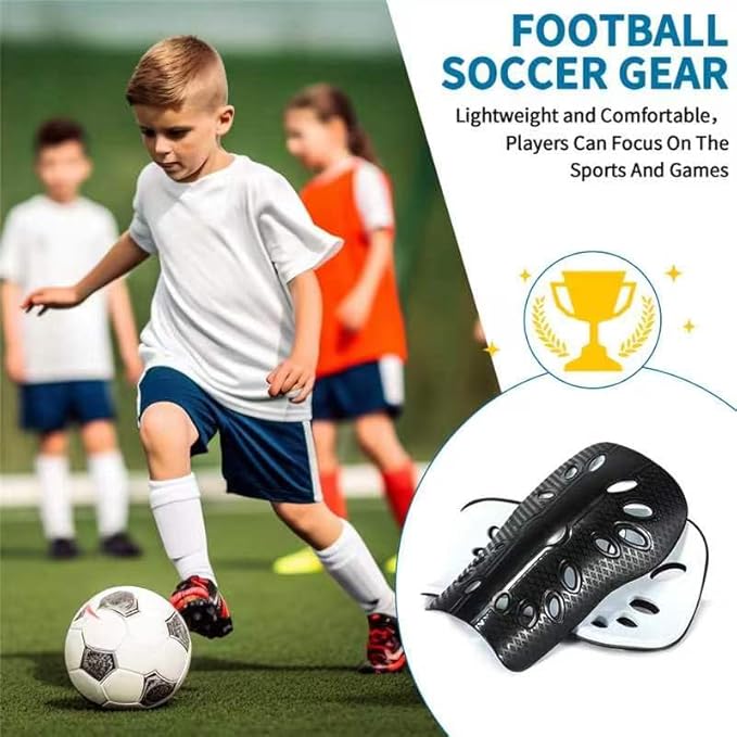 Soccer Shin Guards for Kids Youth, 2 Pairs Breathable Shin Pads for Boys Girls Teens Adults, Lightweight Football Equipment Cushion Protection for Men Women