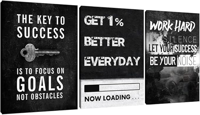 Yetaryy Motivational Poster Inspirational Wall Art 3 Pieces Canvas Painting Lion Artwork for Living Room Office Modern Home Decor Prints Pictures Wall Decor Framed Ready to Hang [60''Wx 28''H]