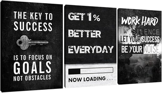 Yetaryy Motivational Poster Inspirational Wall Art 3 Pieces Canvas Painting Lion Artwork for Living Room Office Modern Home Decor Prints Pictures Wall Decor Framed Ready to Hang [60''Wx 28''H]