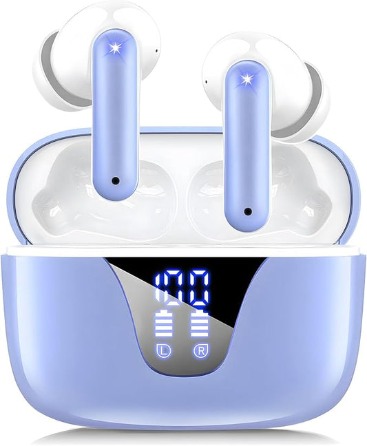 ZIUTY Wireless Earbuds Bluetooth Headphones, 50H Playtime Ear Buds with Mic, LED Digital Display Charging Case, IPX7 Waterproof, Deep Bass Stereo, in-Ear Earphone for iPhone Andriod Phone