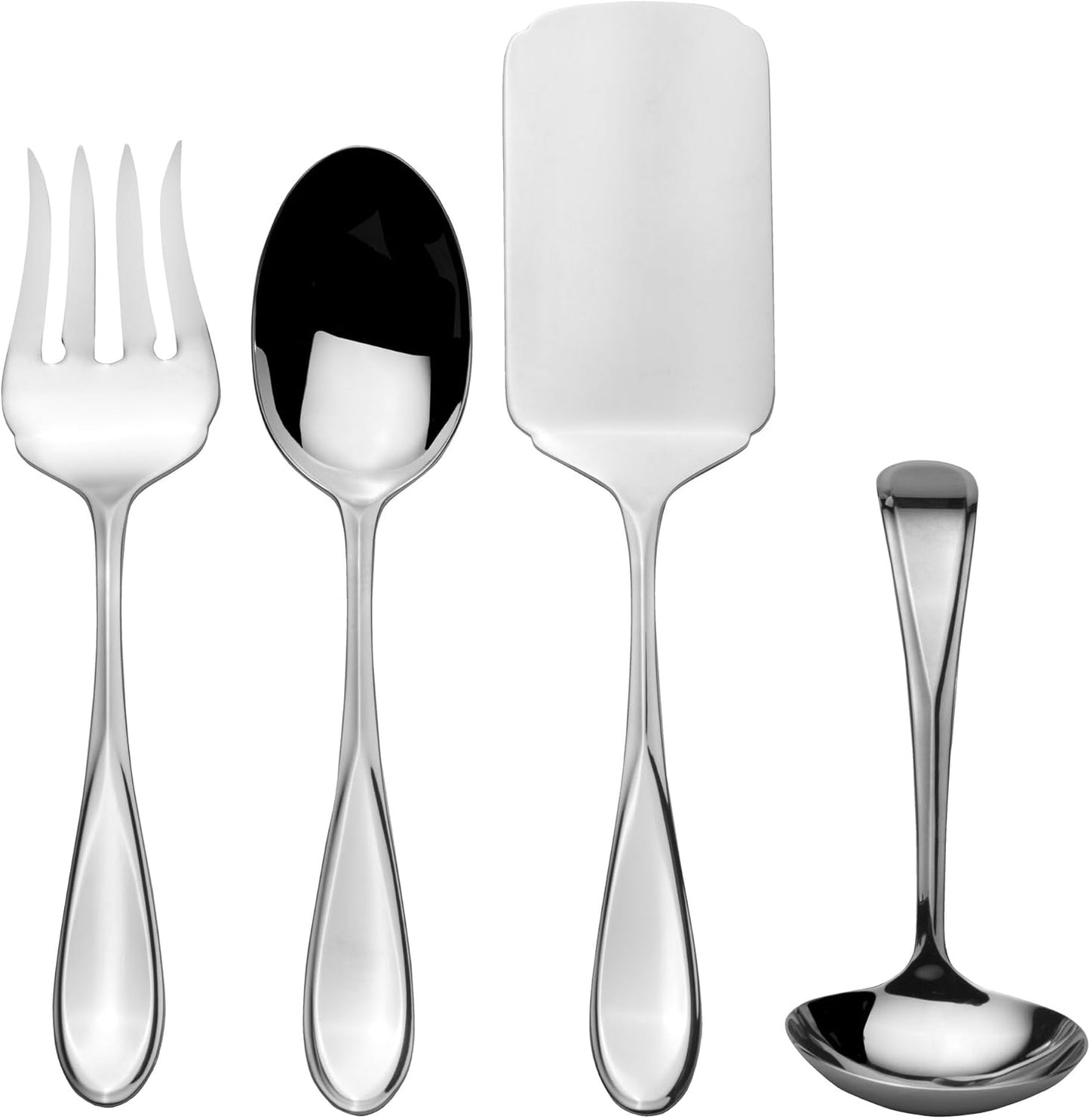 Mikasa Bravo Flatware Service for 8 with caddy, 18/10 Stainless Steel, Silverware Set with Serving Utensils and Expandable Caddy, 52 Piece