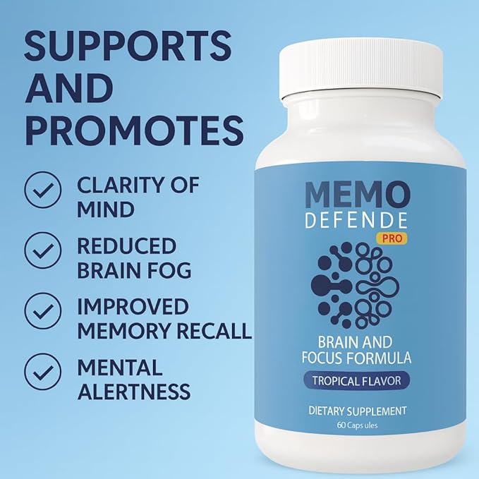 Memo Defende Pro Brain and Focus Formula, Tropical Flavor, 60 Capsules, Dietary Supplement with Vitamins and Minerals (2)