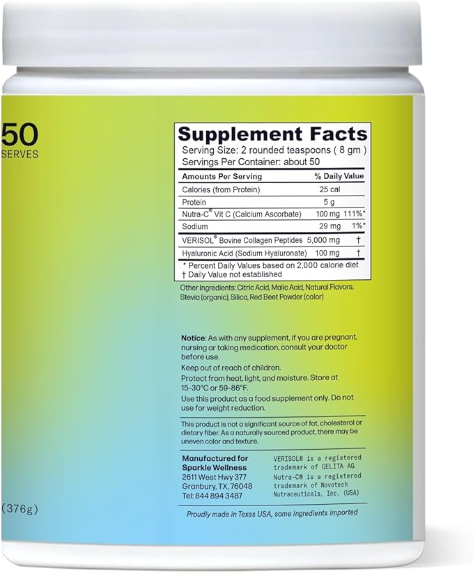 Skin Boost Plus (Acai Lemonade) [50-Serves] | Collagen Powder Supplement with VERISOL Bioactive Hydrolyzed Collagen Peptides, Vitamin C & Hyaluronic Acid to Improve Skin Elasticity