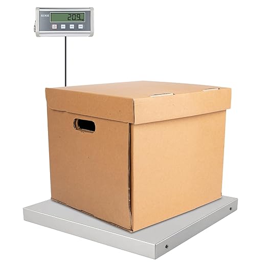 SIKE EPS660 Bariatric Floor Scale with Extra-Large Platform, SIKE Digital Postal Shipping Scale, 660 x 0.2lb(300kg x 0.1kg), 22" x 22" Platform, Stainless Steel, Heavy Duty