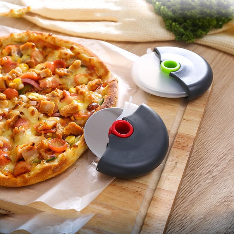 Pizza Cutter Wheel with Protective Blade Cover, 4Pcs Ergonomic Pizza Slicer, Classic Pizza Wheel for Cutting Through Crusts, Pies and More, Dishwasher Safe, Stainless Steel Pizza Cutter