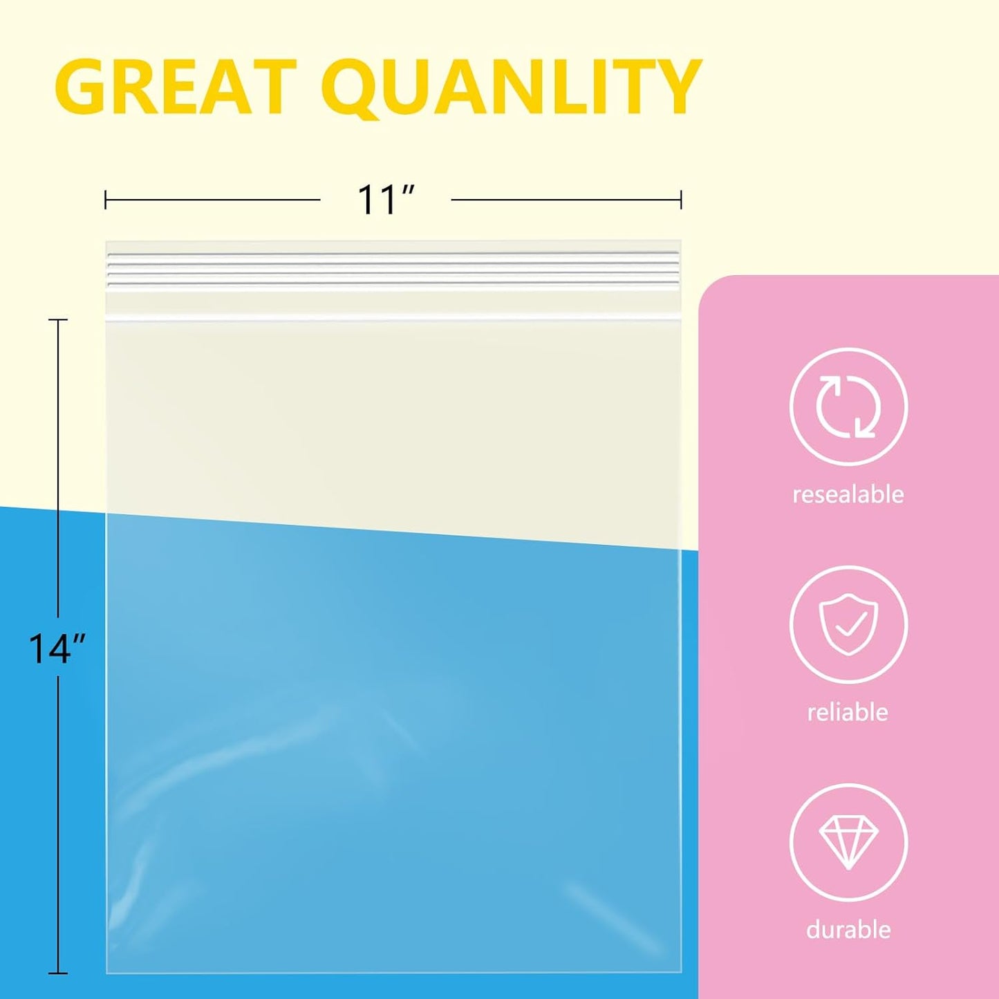 iMailer - 1000 Pcs- 11" x 14" Reclosable Plastic Zip Poly Bags- Clear Zip Bag for Prints, Photos, Documents, Clothing, T-Shirt