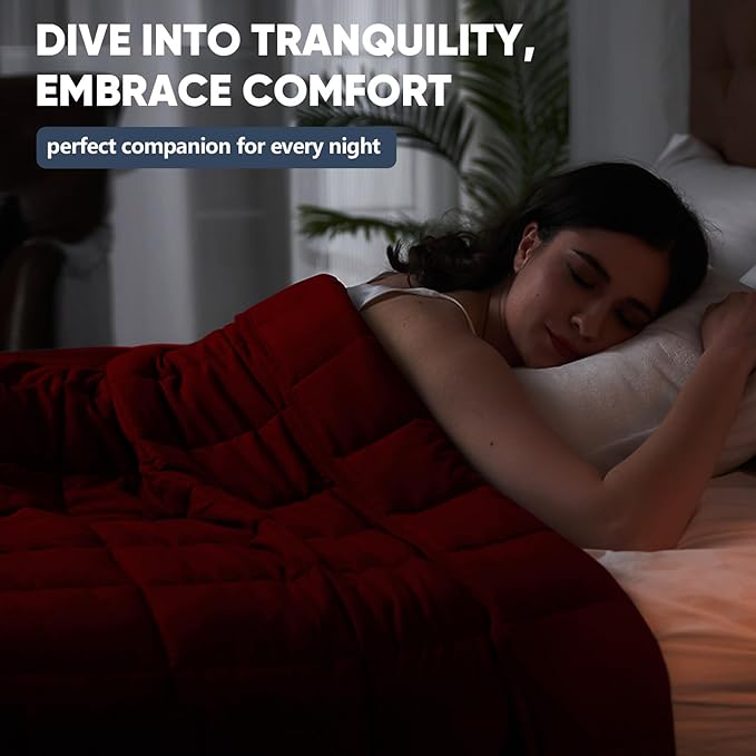 King Size Weighted Blanket for Adults (30 lbs, 80” x 87”, Red) Cooling Heavy Blanket for Sleeping Perfect for 290-310 lbs, Breathable Blanket for Adults & Couple All Season, Machine Washable