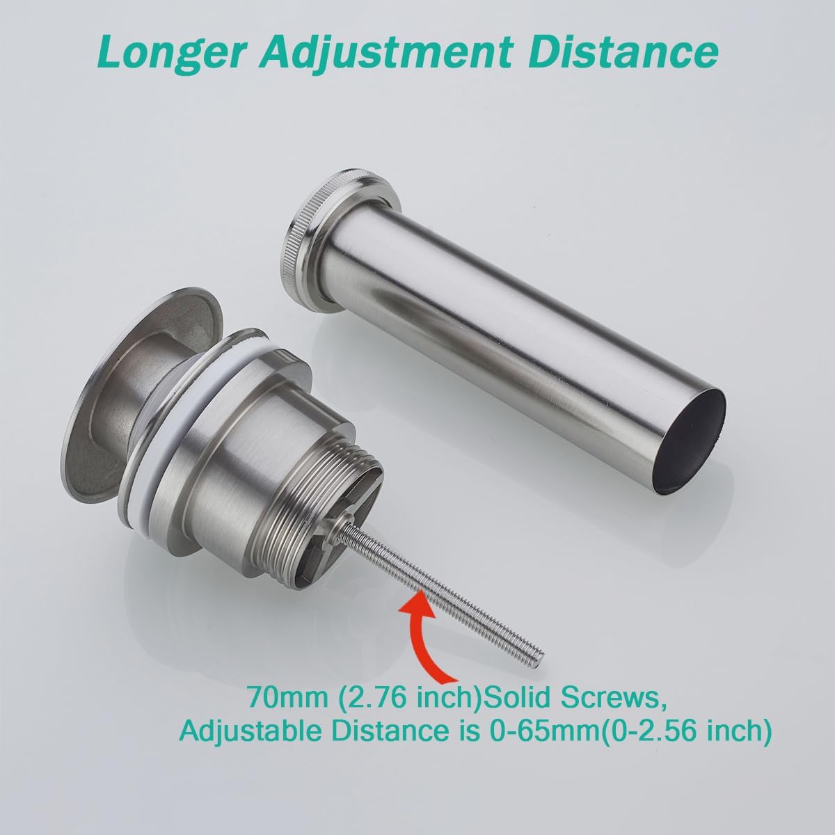 Bathroom Sink Drain With Overflow and Without Overflow Vessel Sink Lavatory Vanity Dual Use Pop Up Drain Stopper,All Metal Rustproof Brass and 304 Stainless Steel,Brushed Nickel