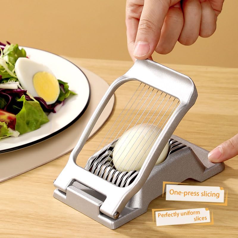 Egg Slicer for Hard Boiled Eggs Egg Cutter Strawberry Slicer Heavy Duty Aluminium Tomato Slicer Stainless Steel Wire Multipurpose Egg Slicer Dicer Fruit slicer for Kitchen and Dining