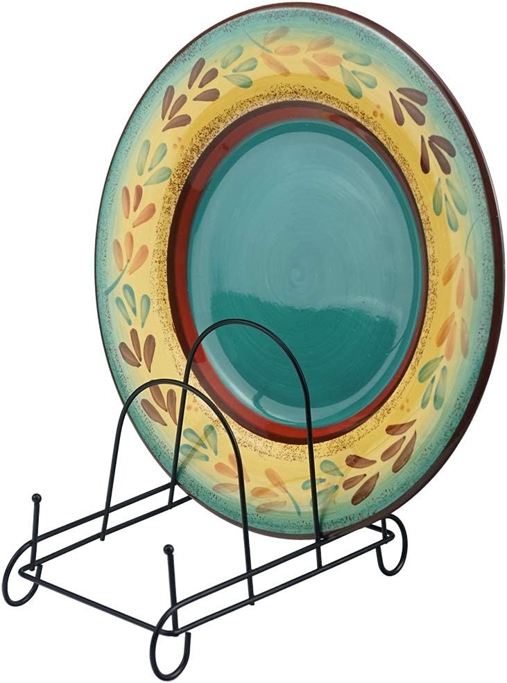 Artliving 3-Tier Plate Holder Display Stands - Metal Scrollwork Dish Rack - Cabinet Organizer - Set of 2