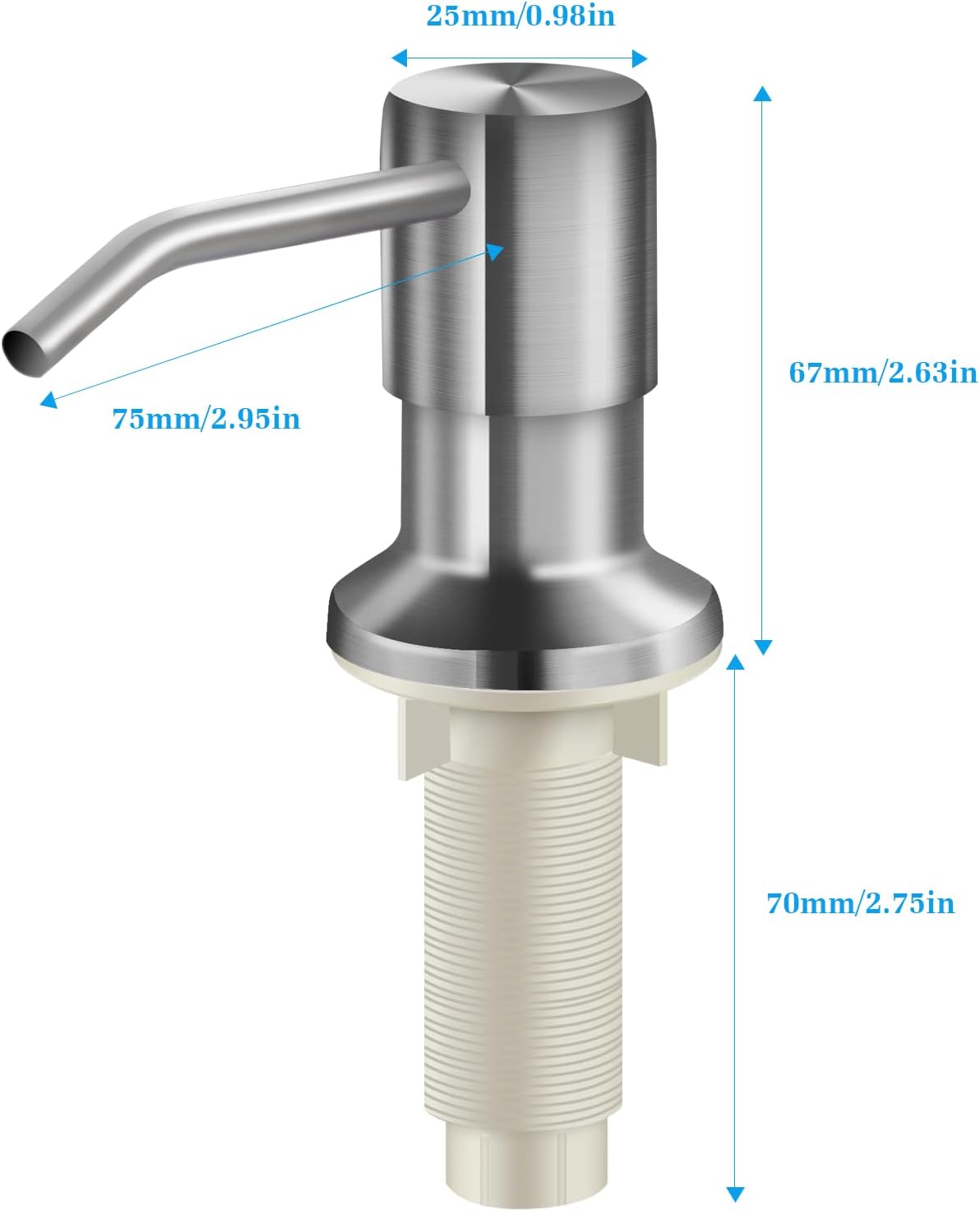 Soap Dispenser for Kitchen Sink and Extension Tube Kit, Stainless Steel SoapDispenser with 47 Inches Tube Connects Directly to Soap Bottle, Hand and Dish Soap Dispenser Pump （Brushed Nickel）