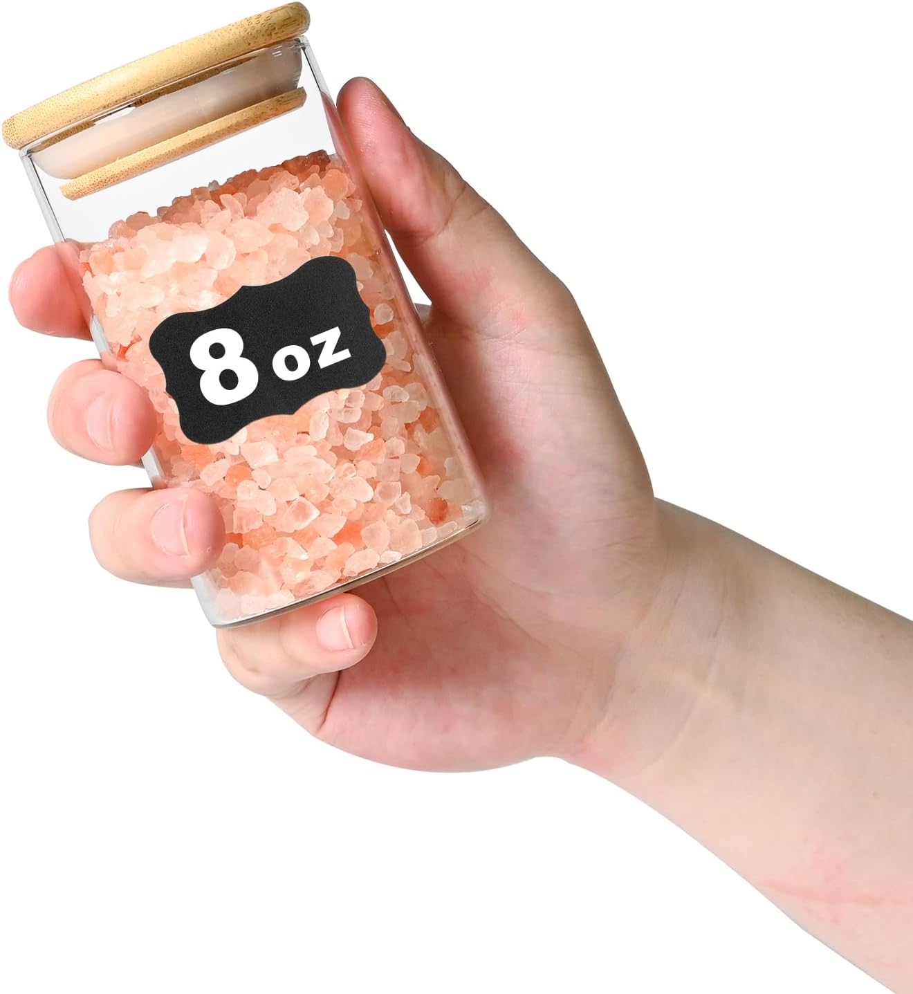 8oz Glass Food Storage Jars, Glass Jars with Bamboo Lids, Kitchen Storage Jars, Set of 12, Canisters with Airtight Lids for Spice, Coffee, Cookie, Pantry Organizers