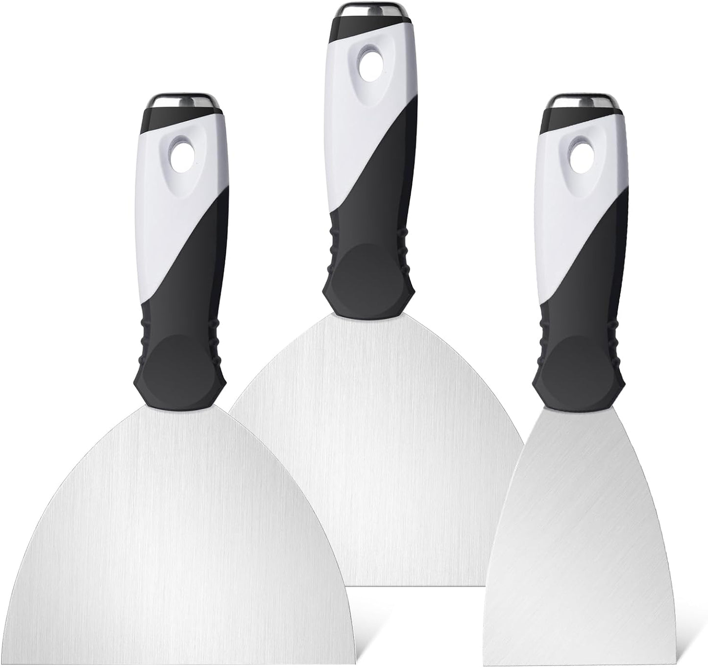 Mister Rui Putty Knife Set, 3" 5" 6" Paint Scrapers, Paint Tools, Small Metal Putty Knife Scraper Tool for Wood, Stainless Steel Paint Scraper with Hammer End