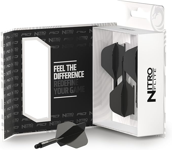 RED DRAGON Darts – Nitro Flite Integrated Flight & Shaft System – No.2 Shape and Design - Available in Short, Intermediate & Medium - Available in Variety of Colours - Professional Darts Accessories