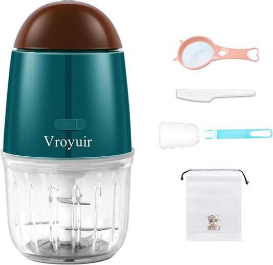 Mini Food Processor, Cordless Small Food Chopper & Blender for Meat,Vegetables,Fruit – 200W Portable,6 Sharp Blades–1.3 Cup (10 oz) Glass Container, Dishwasher Safe – Compact Kitchen Gadget (Green)