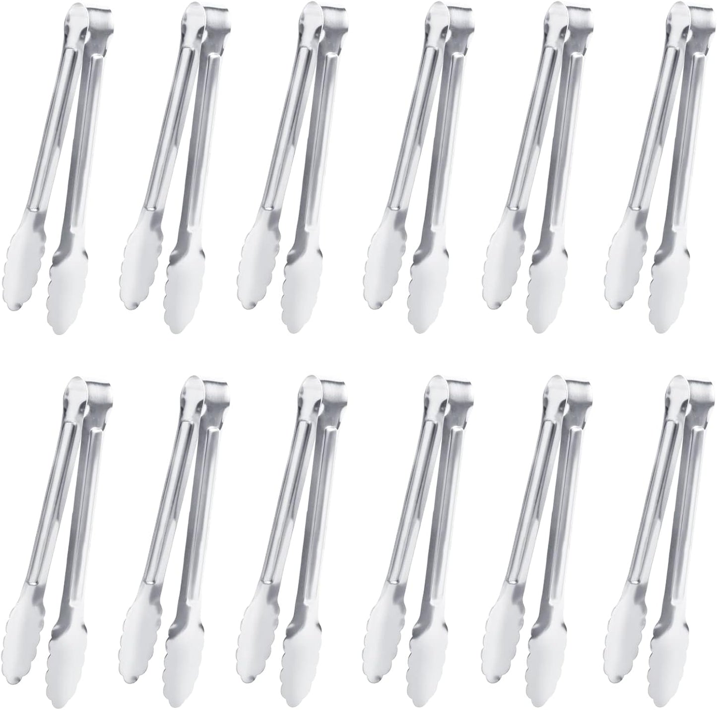 Serving Tongs,Buffet Tongs, Dmoera Stainless Steel Food Tong Serving Tong Small Serving Tongs Stainless Steel Mini Appetizer Tongs, Set of 12