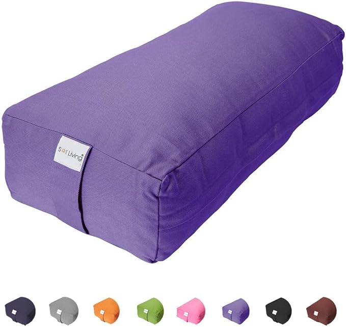 Sol Living Yoga Bolster Pillow Rectangular Meditation Cushion Cotton Meditation Accessories for Restorative Yoga Meditation Pillow Yoga Pillow Firm Body Pillow Bolster Pillow for Legs Removable Cover