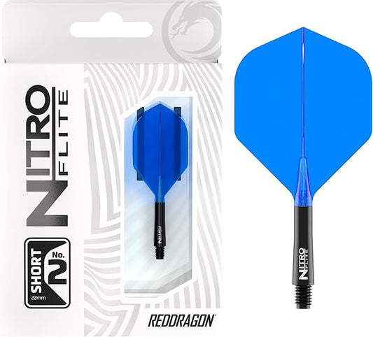 RED DRAGON Darts – Nitro Flite Integrated Flight & Shaft System – No.2 Shape and Design - Available in Short, Intermediate & Medium - Available in Variety of Colours - Professional Darts Accessories