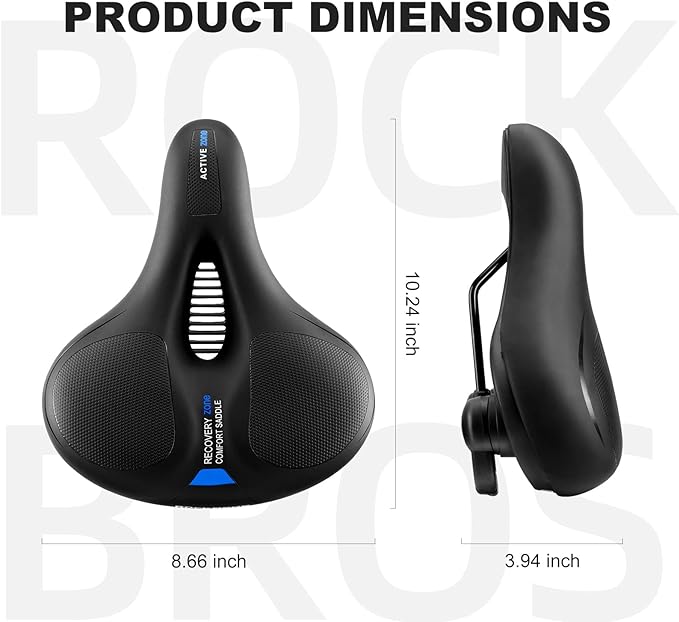 ROCKBROS Bike Seat Cushion for Men Women with Handle & Dual Shock Absorbing Ball Memory Foam - 3 Zone Concept Bike Saddle, Soft Wide Waterproof Mountain Bicycle Accessories