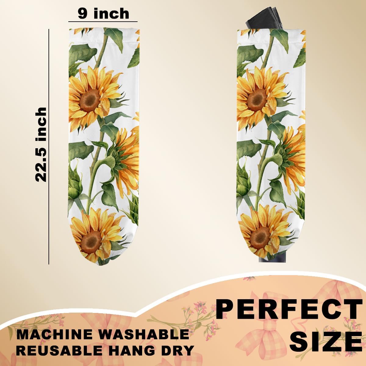 Sunflower Plastic Bag Holder for Kitchen Essentials, Wall Mount Grocery Bag Holder for Plastic Bags, Summer Sunflower Reusable Grocery Bags Storage Dispenser for Home Kitchen Pantry Farmhouse