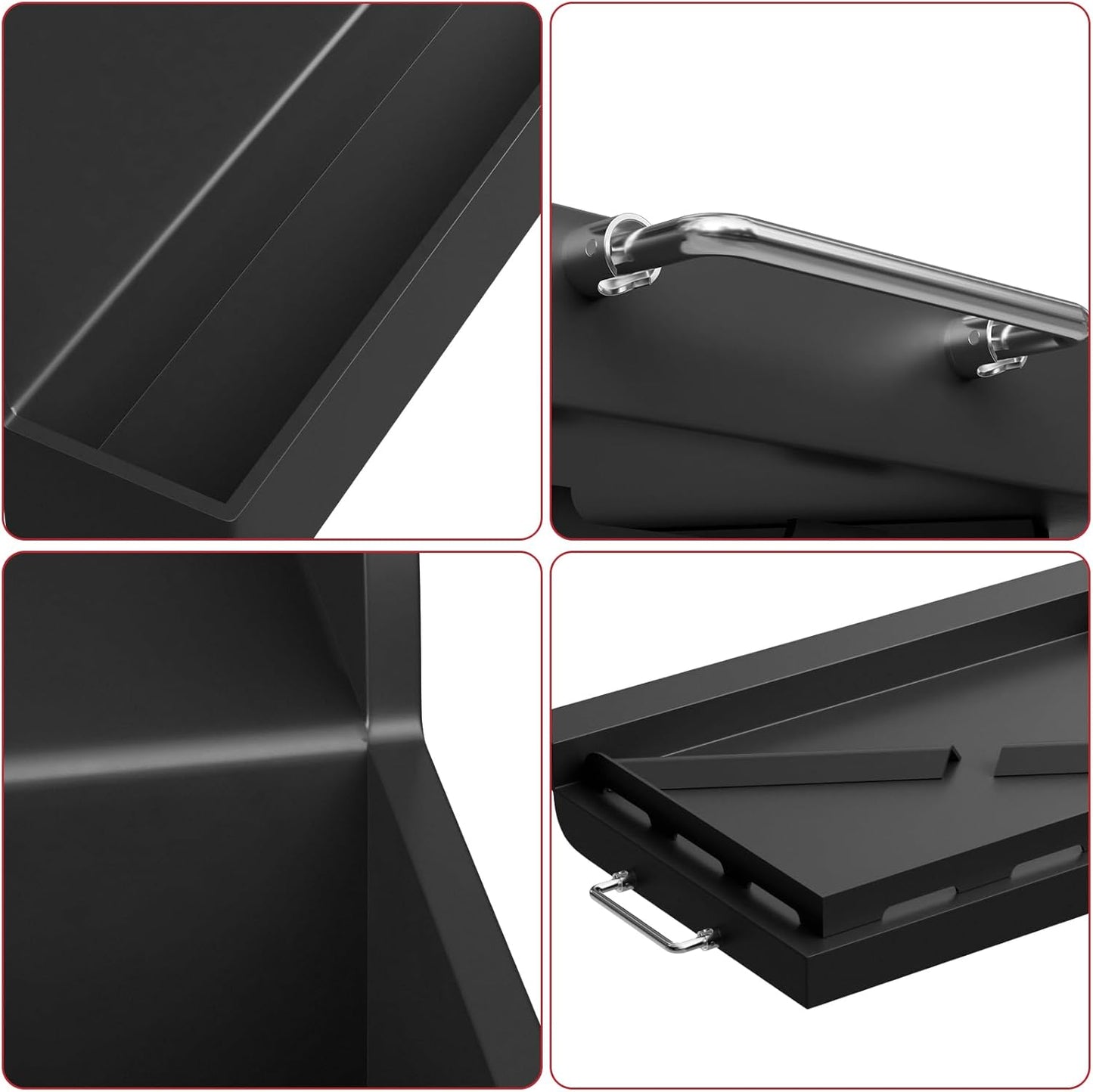 17" x 13" Universal Nonstick Griddle for Gas Grill, Carbon Steel Griddle Plate for BBQ Gas/Charcoal/Gas Stove, Flat Top Plate Grill with Removable Handles for Weber, Charbroil Grills