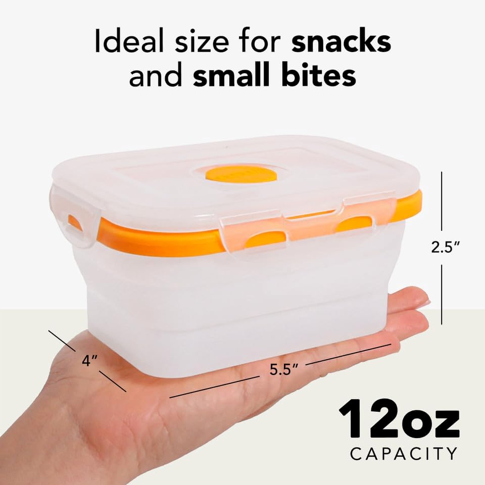 Small Collapsible Silicone Containers, Perfect for Snacks, Travel, Space-Saving Storage, Set of 8