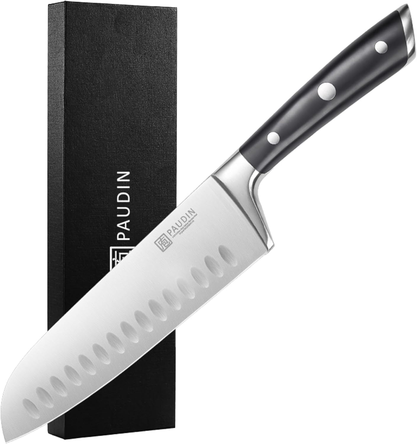 PAUDIN Santoku Knife, Switzer Kitchen Knife 7 Inch, Ultra Sharp Knife- Forged High Carbon German Stainless Steel, Professional Chefs Knife with Ergonomic Handle, Gifts for Holiday