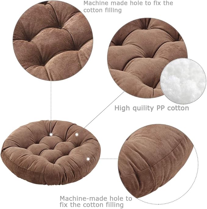 Tiita Indoor/Outdoor Floor Pillows Cushion 22"x22" Round Seat Cushions for Patio Garden, Meditation Cushion for Yoga Living Room Sofa Balcony, Coffee