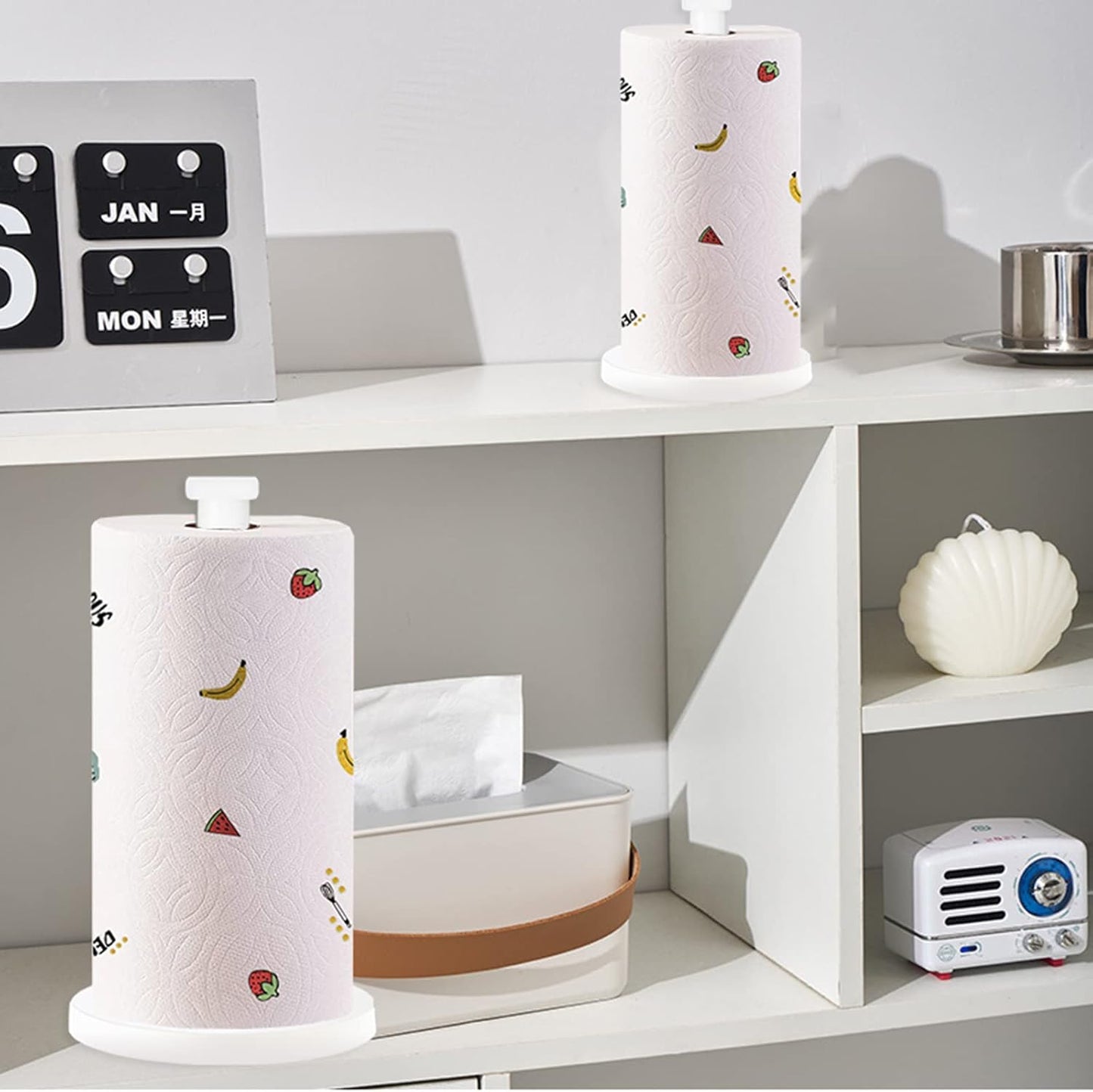 White Paper Towel Holder - Countertop Standing Holder for Kitchen