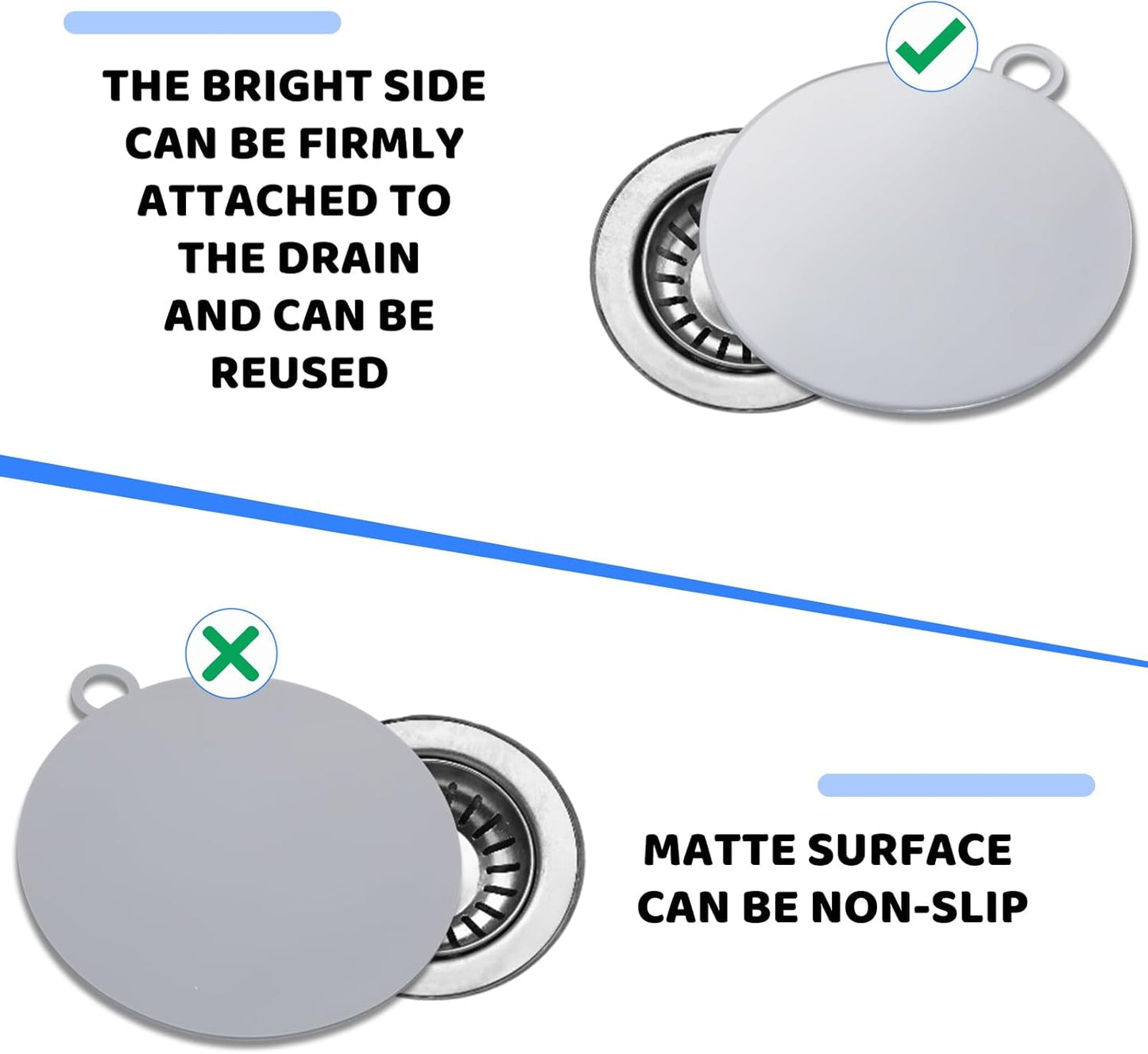 Yinkin 6 Pcs Drain Covers to Keep Bugs Out Silicone Shower Floor Tub Stoppers Bathtub Drain Stoppers Sewer Anti-Odor Mats Deodorizing Plugs for Bathroom(6 x 6 Inch,Round,Grey)