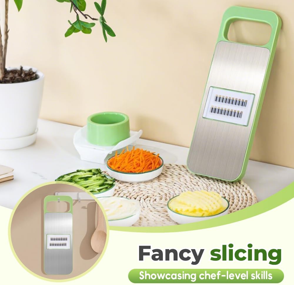 Multifunctional Vegetable Cutter, 2025 New Vegetable Slicer with Adjustable Stainless Steel Blade, Kitchen Chopper with Hand Guard for Vegetable, Fruit, Onion, Potato, Tomato, Cabbage (2pcs)