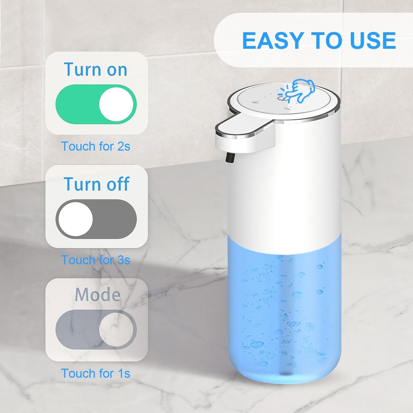 Automatic Liquid Soap Dispenser, Touchless Hand Soap Dispenser Rechargeable, Dish Liquid Soap Dispenser Electric for Bathroom Countertop, Kitchen and Commercial 12.85oz/380mL