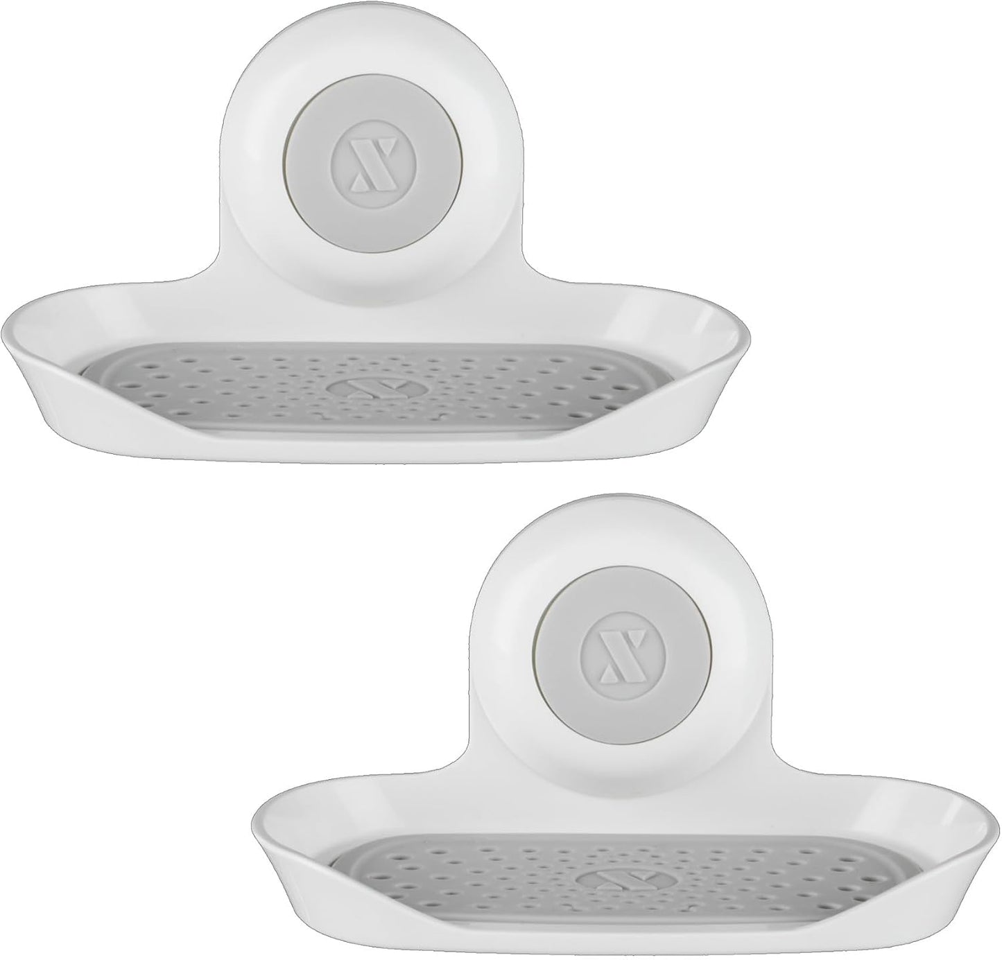 SlipX Solutions Strong Hold Soap Saver, Suction Cup Soap Holder, Must Have Universal Kitchen & Bathroom Shower Accessories (White, Single Tray (2-Pack)