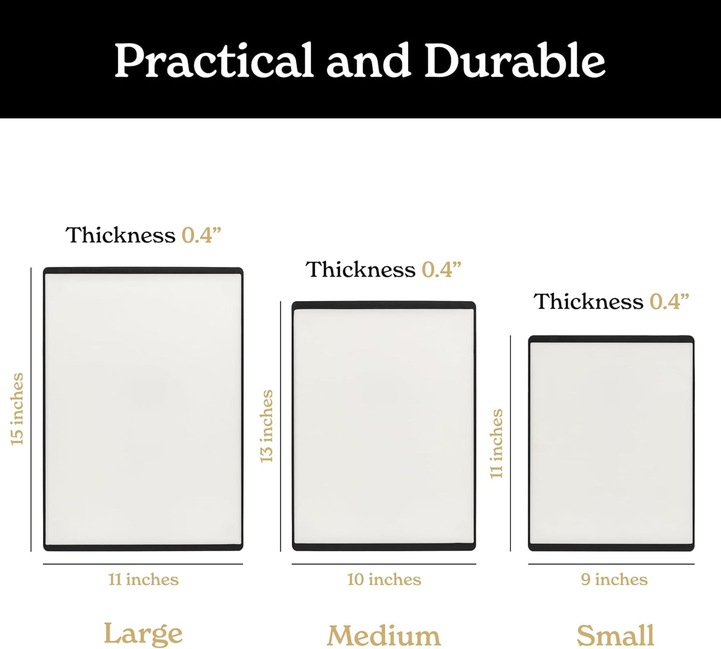 SMIRLY Plastic Cutting Board Set 3 Pieces, Non-Slip Dishwasher Safe Chopping Boards for Kitchen, Black & White