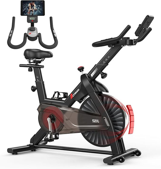 Exercise Bike, Stationary Bike for Home/Indoor Cycling Bike Silent Belt Drive, Stationary Bike with 300lbs Weight Capacity w/Comfortable Seat Cushion & Tablet Mount