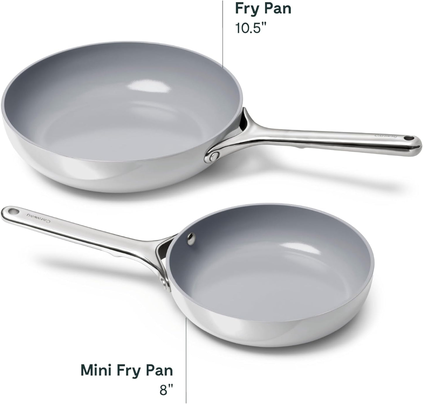Caraway Fry Pan Duo - Nonstick Ceramic Frying Pan (8" & 10.5”) - Non Toxic, PTFE & PFOA Free - Oven Safe & Compatible with All Stovetops (Gas, Electric & Induction) - Gray