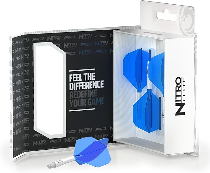 RED DRAGON Darts – Nitro Flite Integrated Flight & Shaft System – No.2 Shape and Design - Available in Short, Intermediate & Medium - Available in Variety of Colours - Professional Darts Accessories