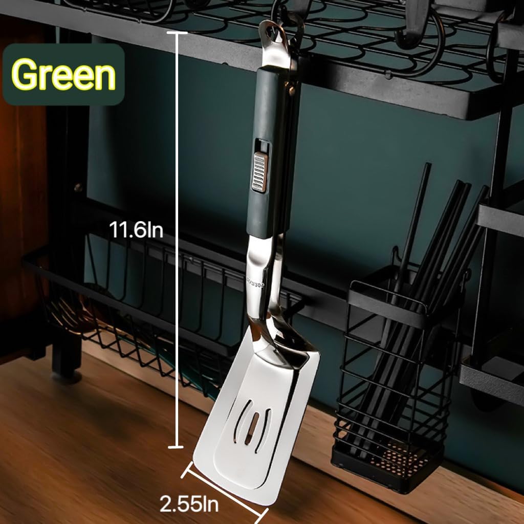 Kitchen Spatula Tongs 11.6 lnch Stainless Steel Grill Clamp Cooking Tongs for Flipping Steak Fish Bread Hamburger Frying Pancake Pie