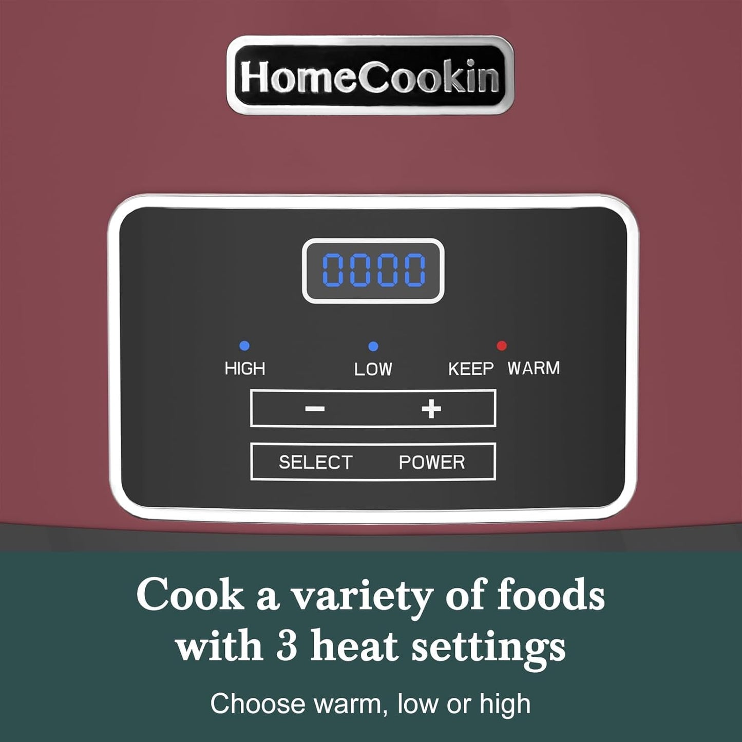 HOMECOOKIN 6-Quart Programmable Slow Cooker with Timer - Small Kitchen Appliance for Family Dinners - Serves 6+ People - Heat Settings: Keep Warm(Red Shell + White Ceramic Liner)