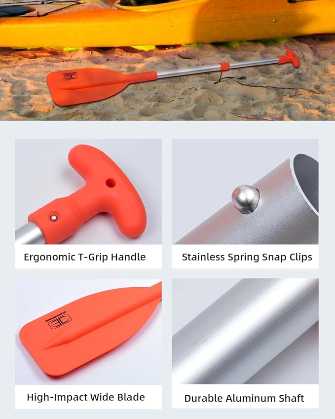 OCEANBROAD Telescoping Emergency Paddle 21''-42''（Assembling Required）/26''-54'' Aluminium Shaft for Kayaking Boating Canoeing River Tubing