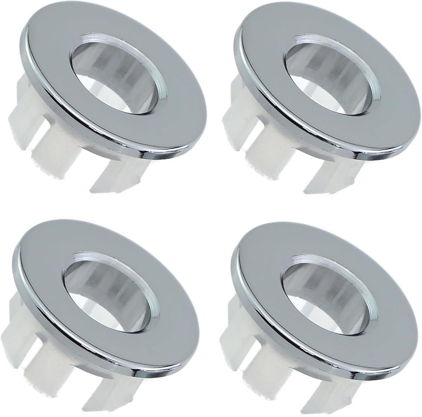 2PCS Kitchen Sink Drain Silver Full Brass Basin Overflow Decorative Cover 22-24mm Hole Inside Diameter Insertion Cap